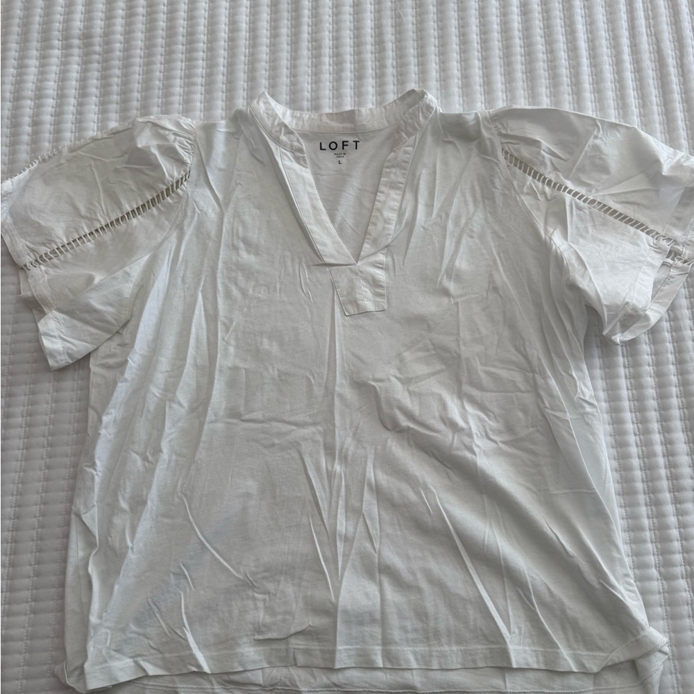 LOFT Women's Cream Puff Sleeve Blouse